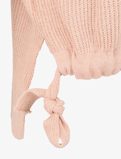 Pull à liens et dos long - Rose poudré - 3