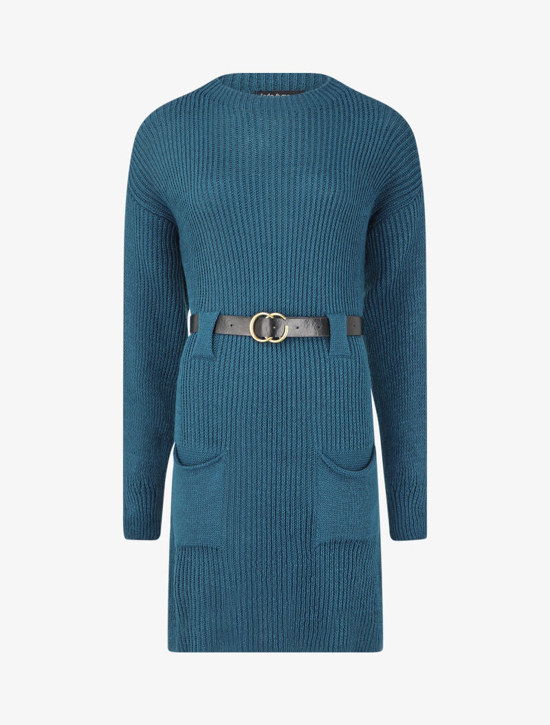 Robe pull à col montant - Bleu - 4