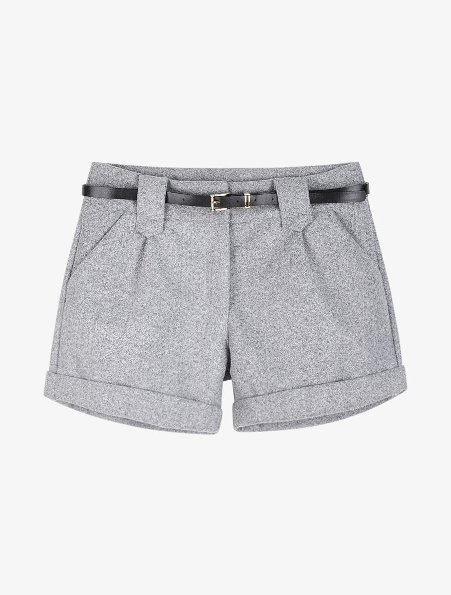 Short en feutrine à bords retroussés - Gris chiné - 4