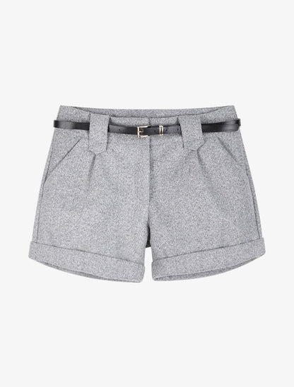 Short en feutrine à bords retroussés - Gris chiné - 4