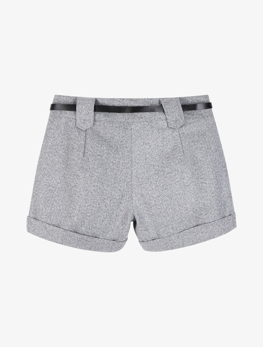 Short en feutrine à bords retroussés - Gris chiné - 2
