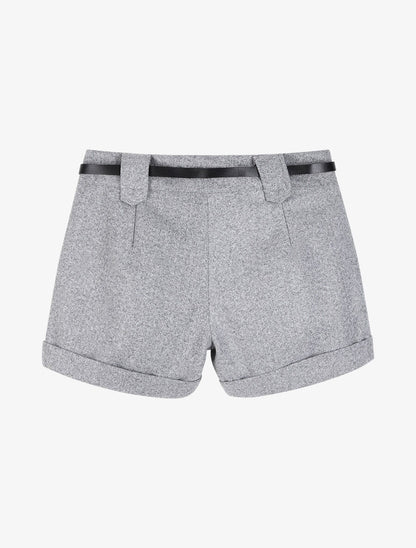 Short en feutrine à bords retroussés - Gris chiné - 2