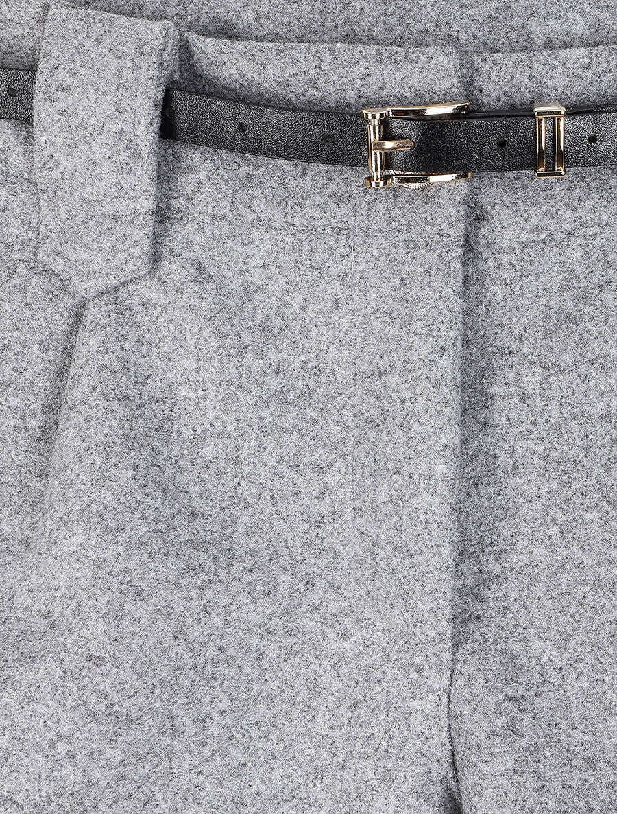 Short en feutrine à bords retroussés - Gris chiné - 3