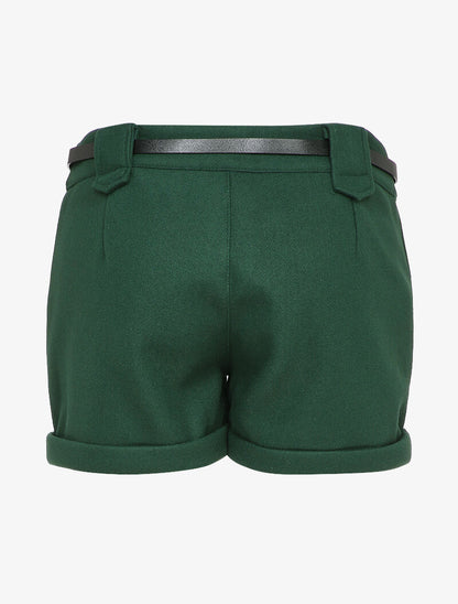 Short en feutrine à bords retroussés - Vert sapin - 2