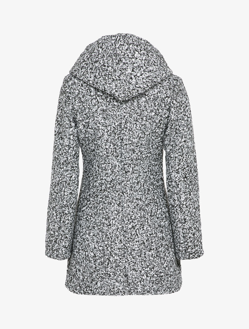 Manteau à capuche et zip effet laine bouclée - Gris clair - 2