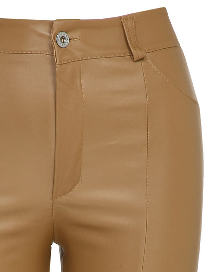 Pantalon 7/8 enduit avec zips aux chevilles - Camel - 3