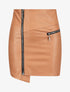 Jupe zippée en simili à bords asymétriques - Camel - 4