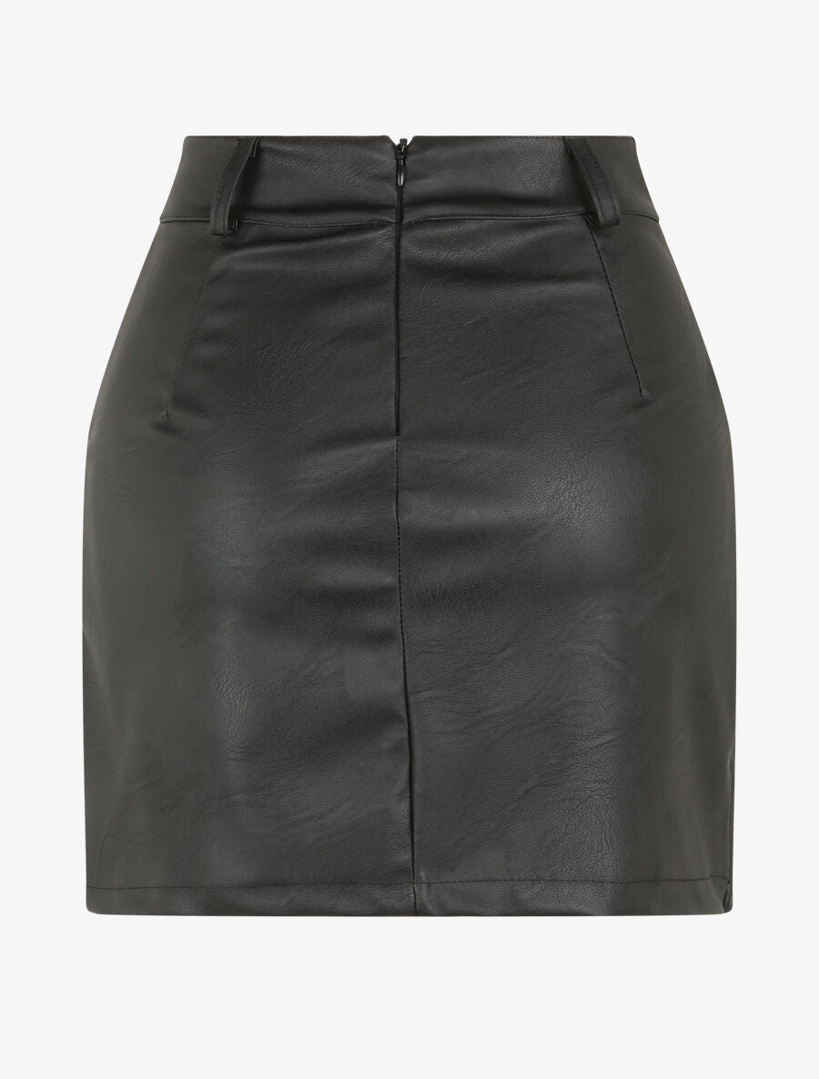 Jupe portefeuille en simili - Noir - 2