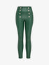 Pantalon en simili à détail boutons - Vert foncé - 1