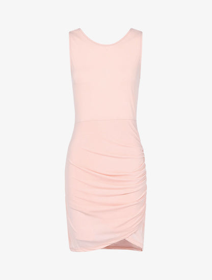 Robe fourreau à bords drapés - rose - 1