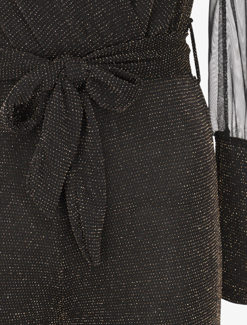 Combinaison flare à manches en tulle - Or - 3