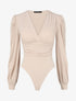 Body drapé à col cache-coeur - Beige - 1