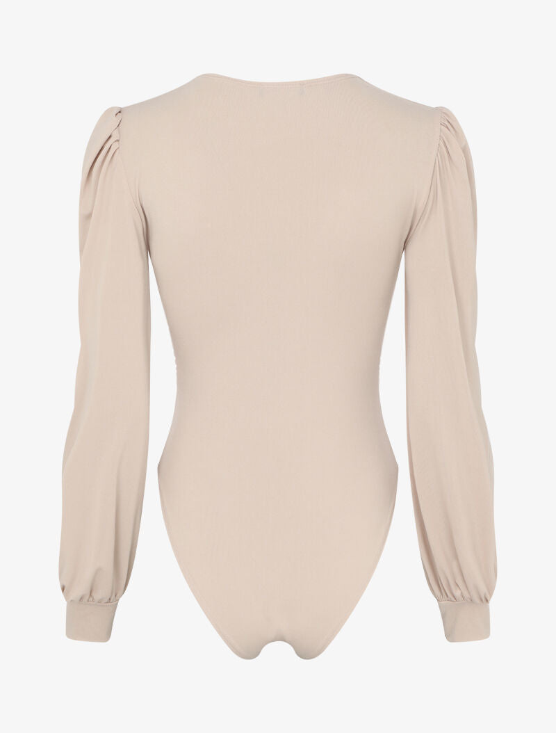 Body drapé à col cache-coeur - Beige - 2