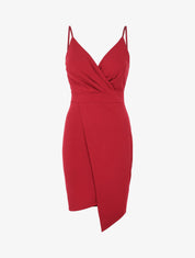 Robe cache-coeur asymétrique à fines bretelles - Bordeaux - 1