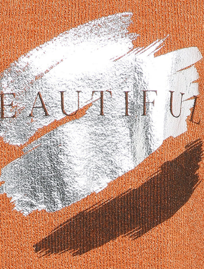 Pull à message floqué irisé - Orange - 3