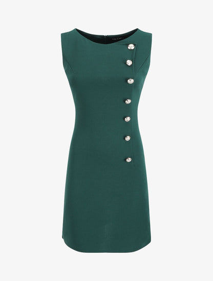 Robe stretch à boutons stylisés - Vert - 1