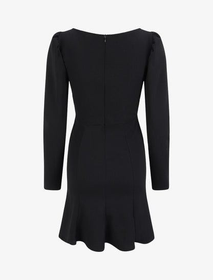 Robe volantée à manches gigot - Noir - 2
