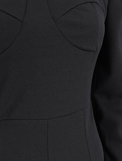 Robe volantée à manches gigot - Noir - 3