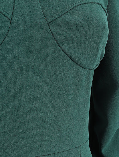 Robe volantée à manches gigot - Vert - 3