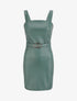 Robe en simili à taille marquée - Vert bouteille - 1