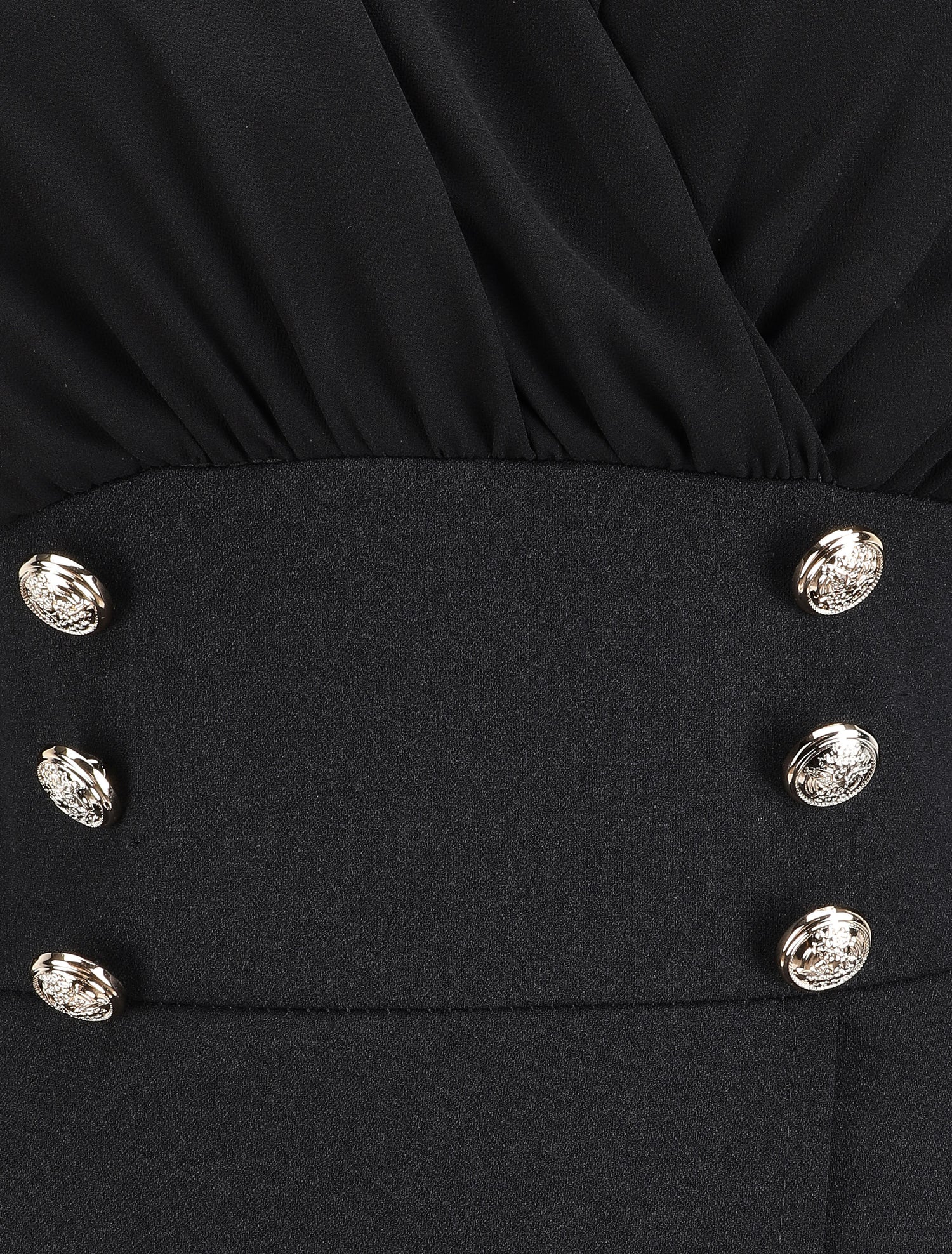Robe droite à col cache-coeur - Noir - 3