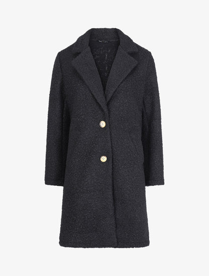Manteau léger effet laine bouclée - Noir - 1