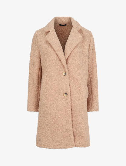 Manteau léger effet laine bouclée - Camel - 4