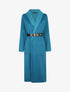 Manteau long et duveteux à col châle - Bleu canard - 1