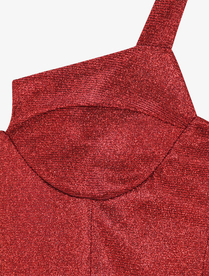 Robe fourreau pailletée à col bustier - Rouge - 3