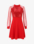 Robe patineuse à buste en sequins - Rouge - 1
