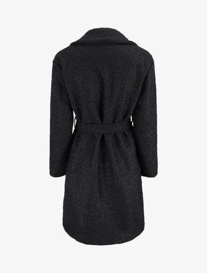 Manteau long en maille bouclette - Noir - 2
