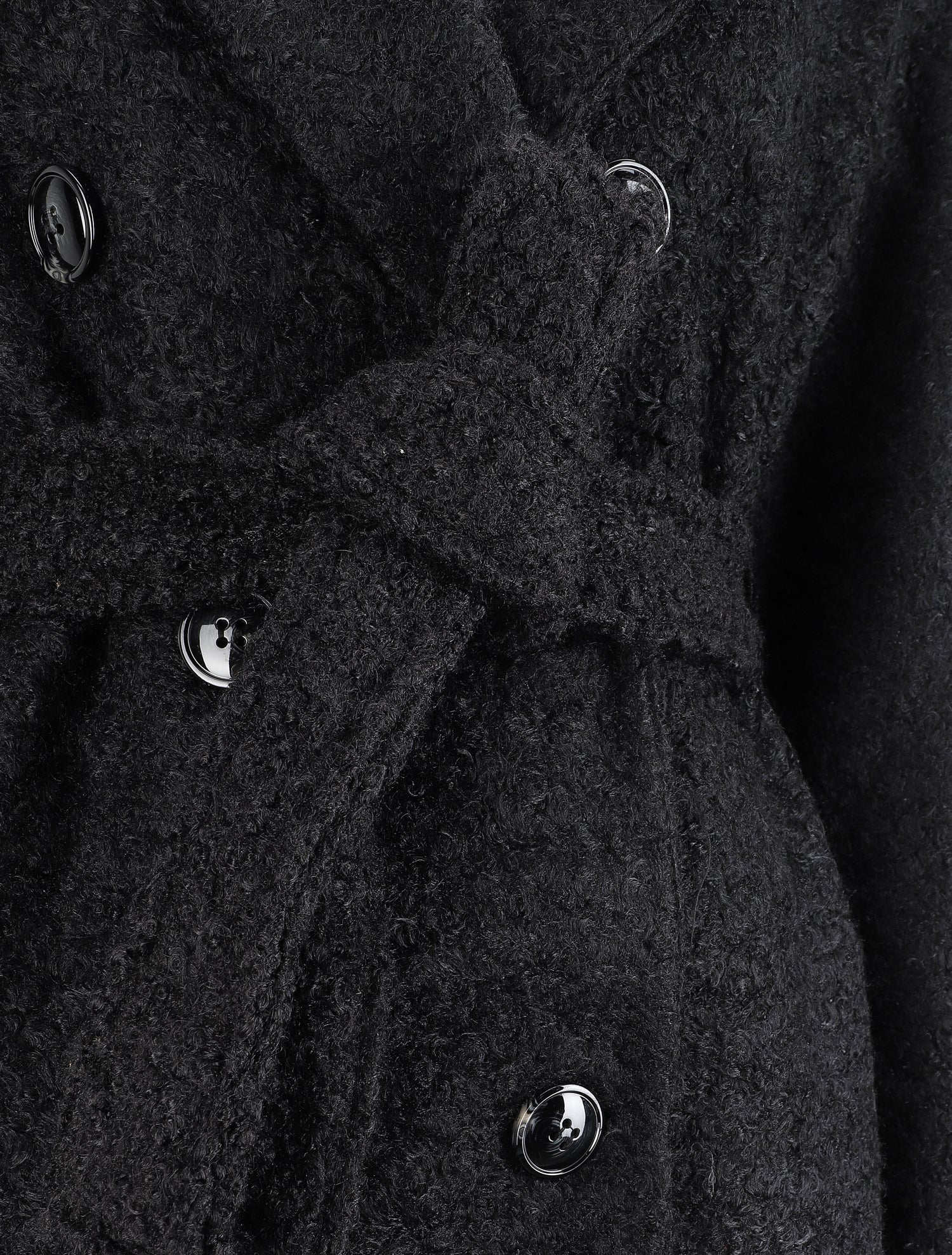 Manteau long en maille bouclette - Noir - 3