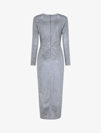 Robe longue empire à paillettes - Argent - 2