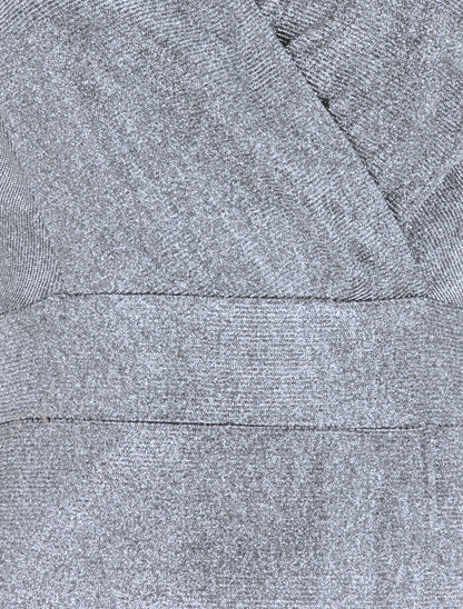 Robe longue empire à paillettes - Argent - 3