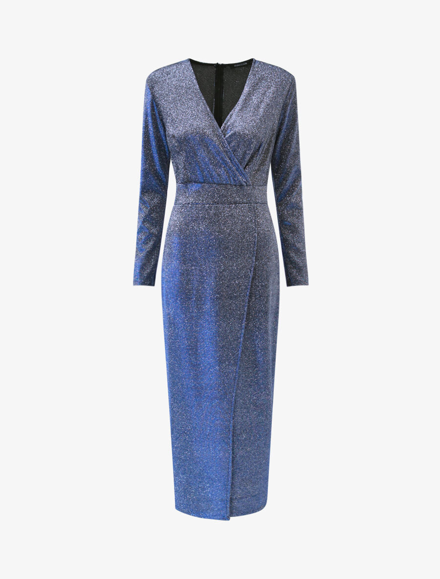 Robe longue empire à paillettes - Bleu - 1