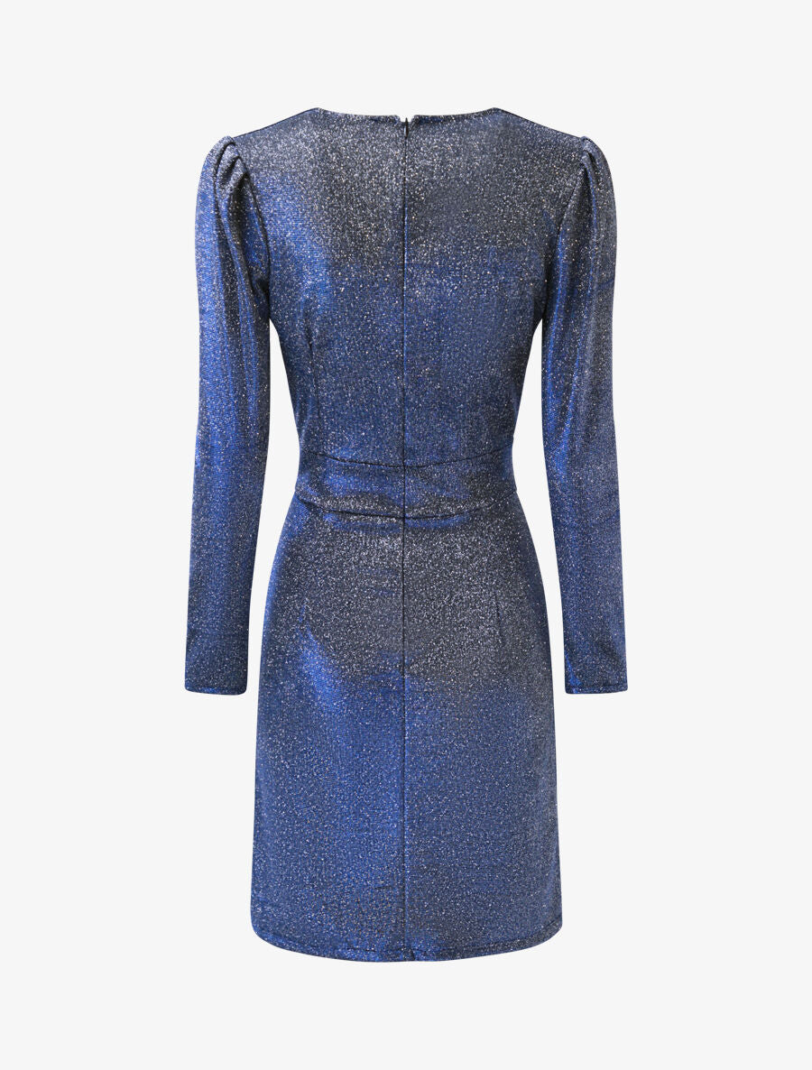 Robe portefeuille à paillettes - Bleu - 2