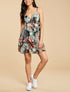 Robe à imprimé tropical et volants - Noir - 1