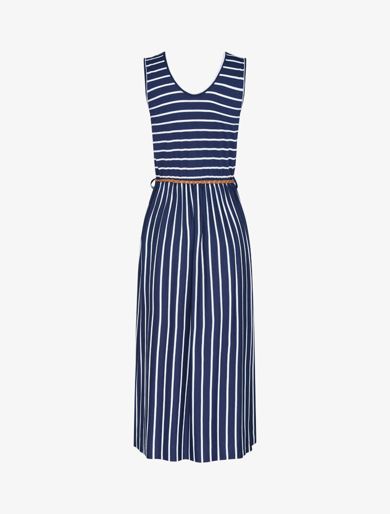 Robe longue à imprimé style marinière - Marine - 2