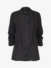 Blazer ouvert à manches plissées - Noir - 1