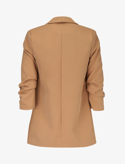 Blazer ouvert à manches plissées - Camel - 2