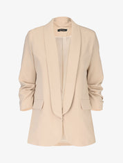 Blazer ouvert à manches plissées - Beige - 3