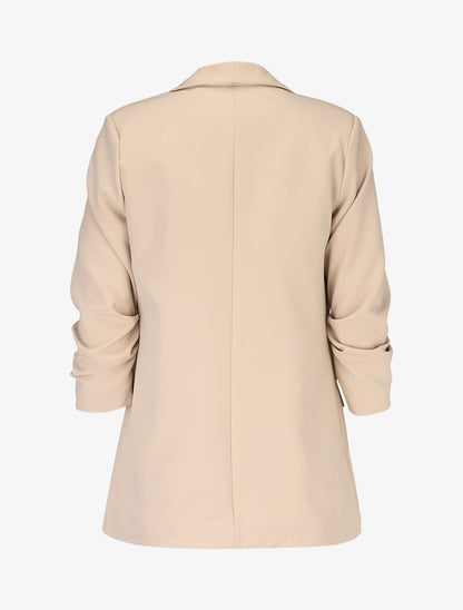 Blazer ouvert à manches plissées - Beige - 2