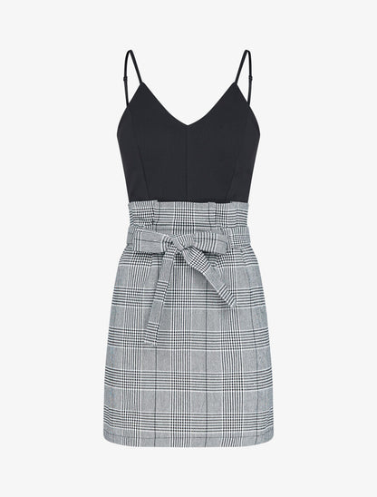 Robe moulante à imprimé tartan - Noir - 1