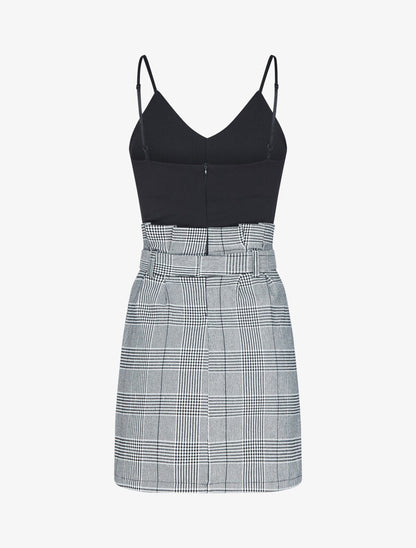 Robe moulante à imprimé tartan - Noir - 2