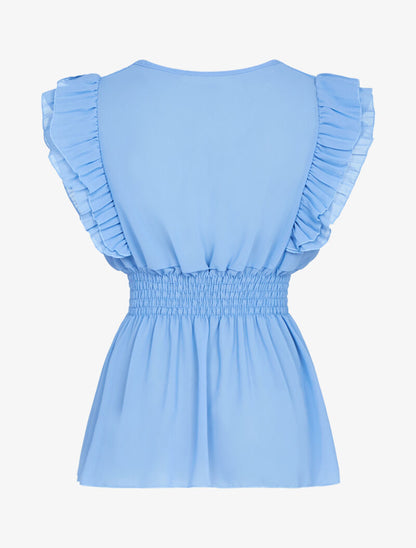 Top transparent à bandes gaufrées - Bleu ciel - 2