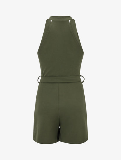 Combishort à buste zippé - Kaki - 3