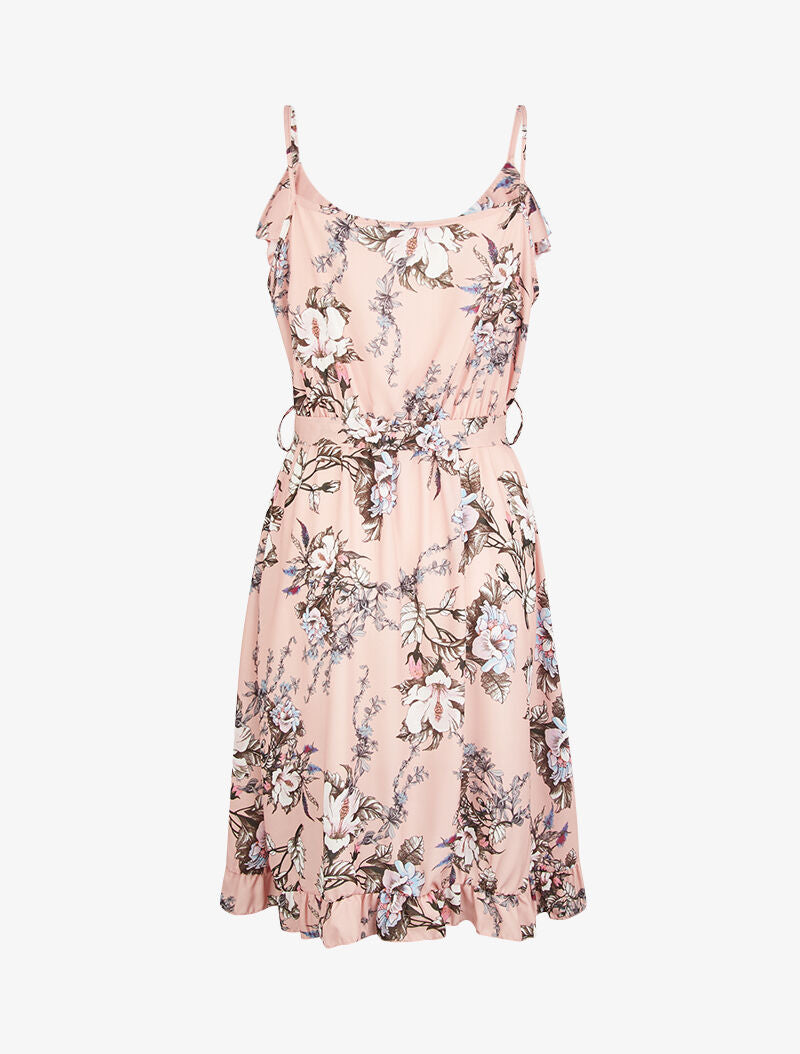 Robe volantée fleurie - Rose - 2