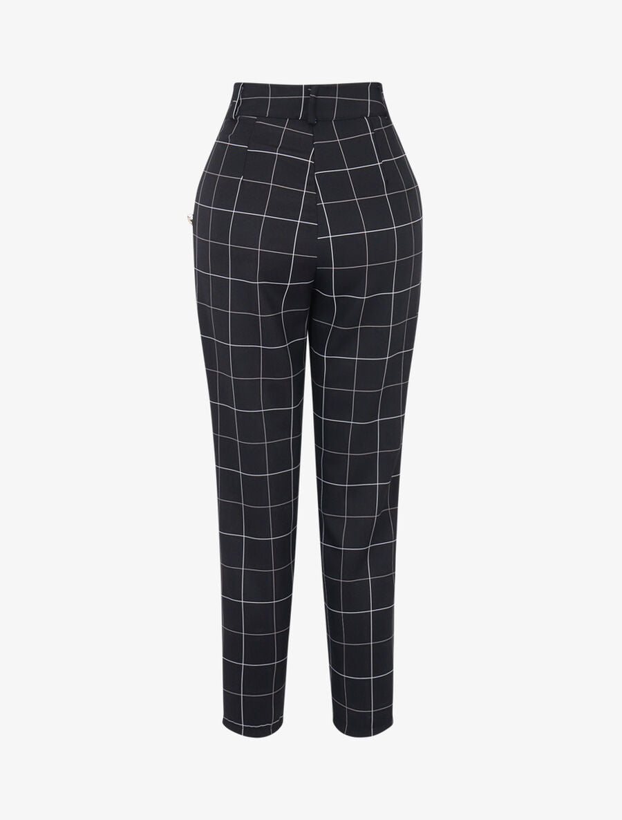 Pantalon à imprimé carreaux - Noir - 2