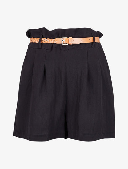 Short à ceinture effet osier - noir - 3