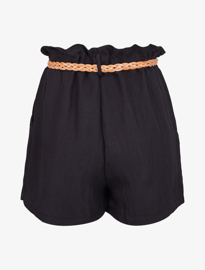 Short à ceinture effet osier - noir - 2